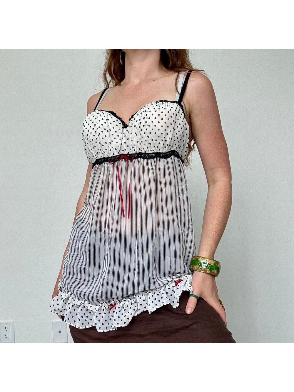 California dynasty y2k polka dot bustier top
